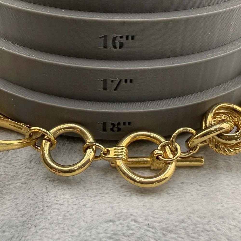 Vintage Chunky Necklace Gold Tone Statement 19" - Picture 2 of 6